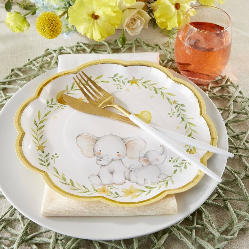 Elephant Neutral Baby Shower 9" Paper Plates - 16pk