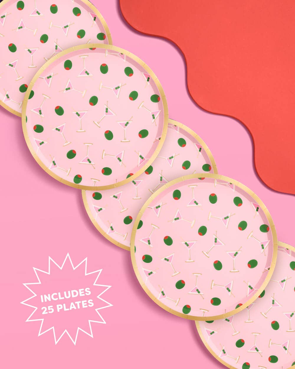 Martini & Olive 9" Round Paper Plates - 25pk