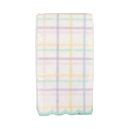 Pastel Plaid Scalloped Guest Towel Napkins - 24pk