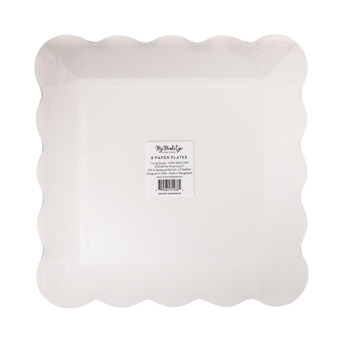 Green Ticking Stripe 10" Paper Dinner Plates - 8pk