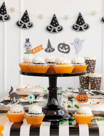 Halloween Tricks & Treats Cake / Cupcake Topper Set - 8pk