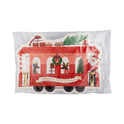 Christmas Train Shaped Plates - 8pk