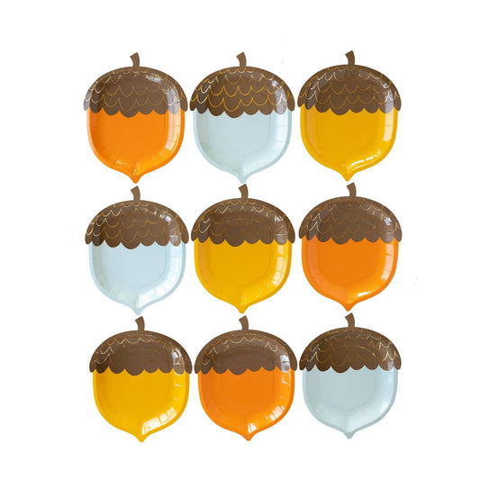 Harvest Acorn Shaped Assorted Paper Plates - 9pk