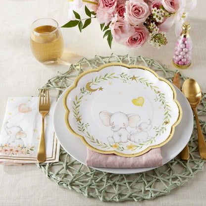 Elephant Neutral Baby Shower 9" Paper Plates - 16pk