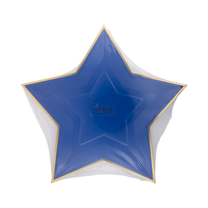 Blue Star Shaped Gold Foiled Paper Plates - 8pk