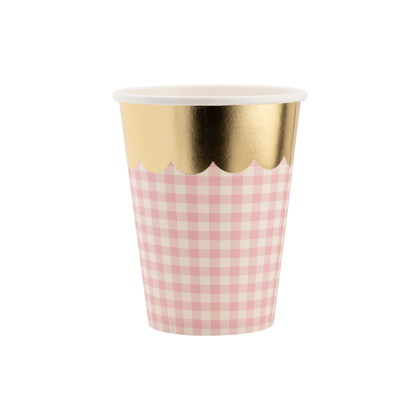 Gingham Assorted Pastel Cups with Gold Foil - 8pk