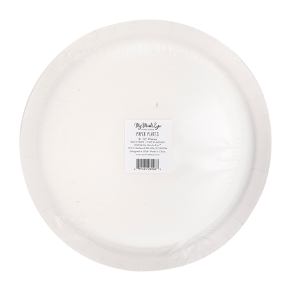 Red Striped 10" Round Paper Plates - 8pk