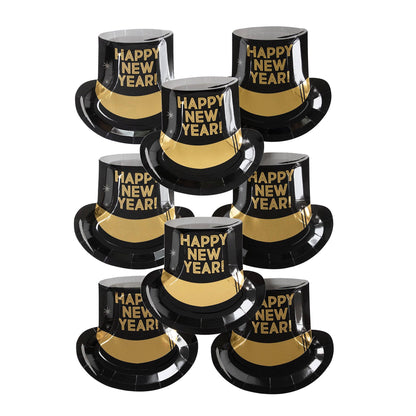 Happy New Year Hat Shaped Paper Plates - 8pk