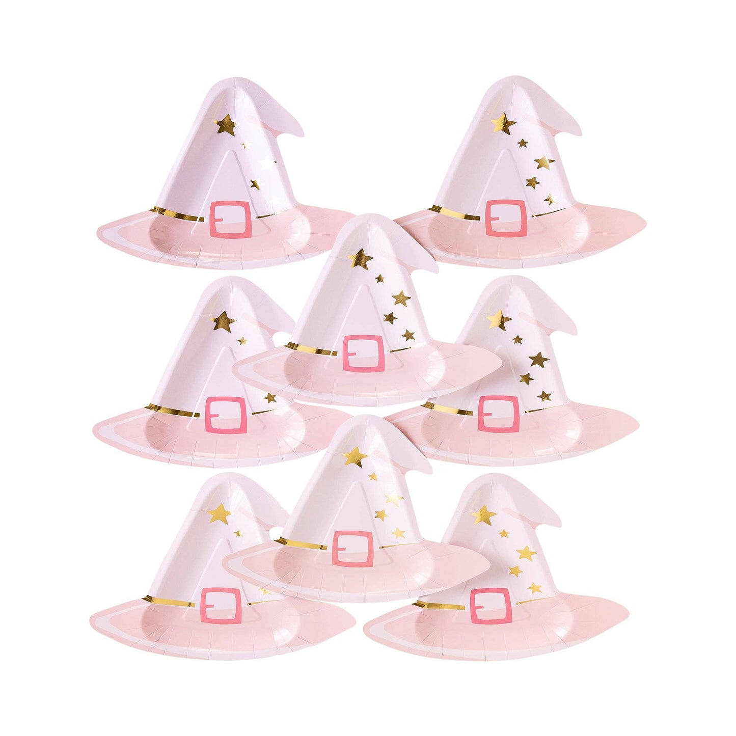 Pink Witch Hat Shaped Paper Plates - 8pk