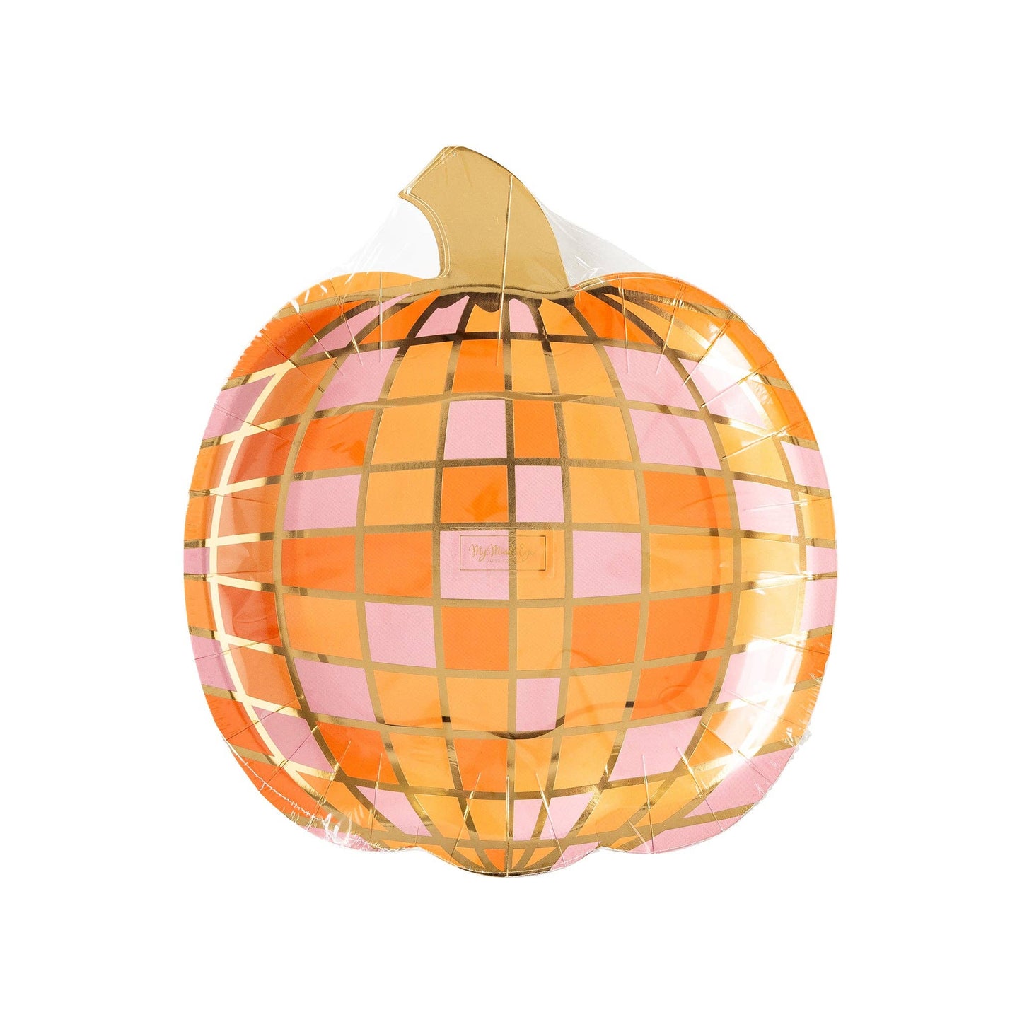 Disco Pumpkin Shaped Paper Plates - 8pk