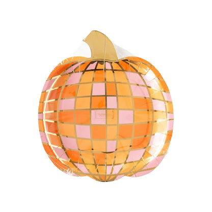 Disco Pumpkin Shaped Paper Plates - 8pk