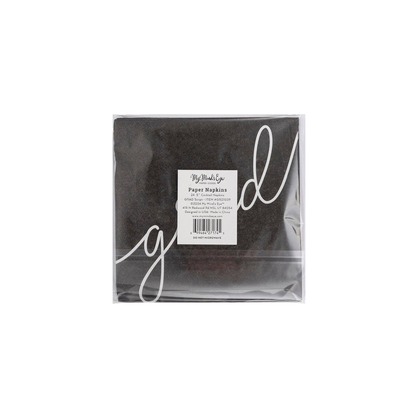 Script Grad Paper Cocktail Napkins - 24pk