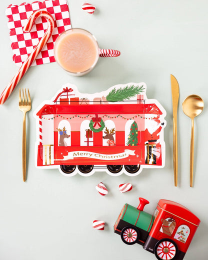 Christmas Train Shaped Plates - 8pk