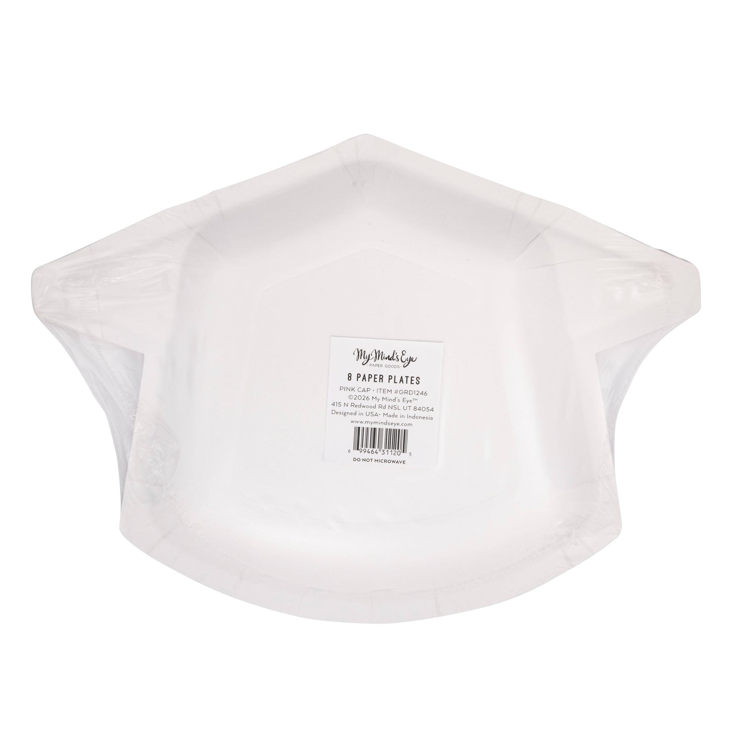 Pink Graduation Cap Shaped Plates - 8pk