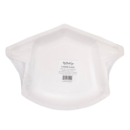 Pink Graduation Cap Shaped Plates - 8pk