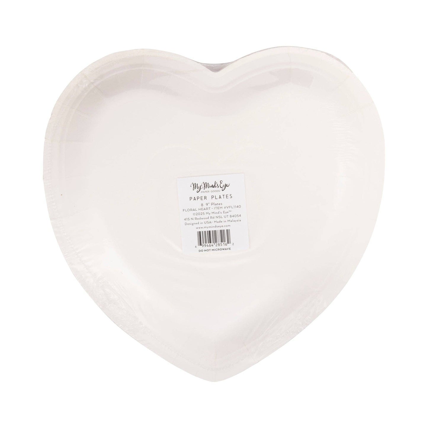 Floral Heart Shaped Paper Plates - 8pk