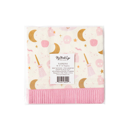 Halloween Pink Hocus Pocus Fringe Cocktail Napkins - 18pk