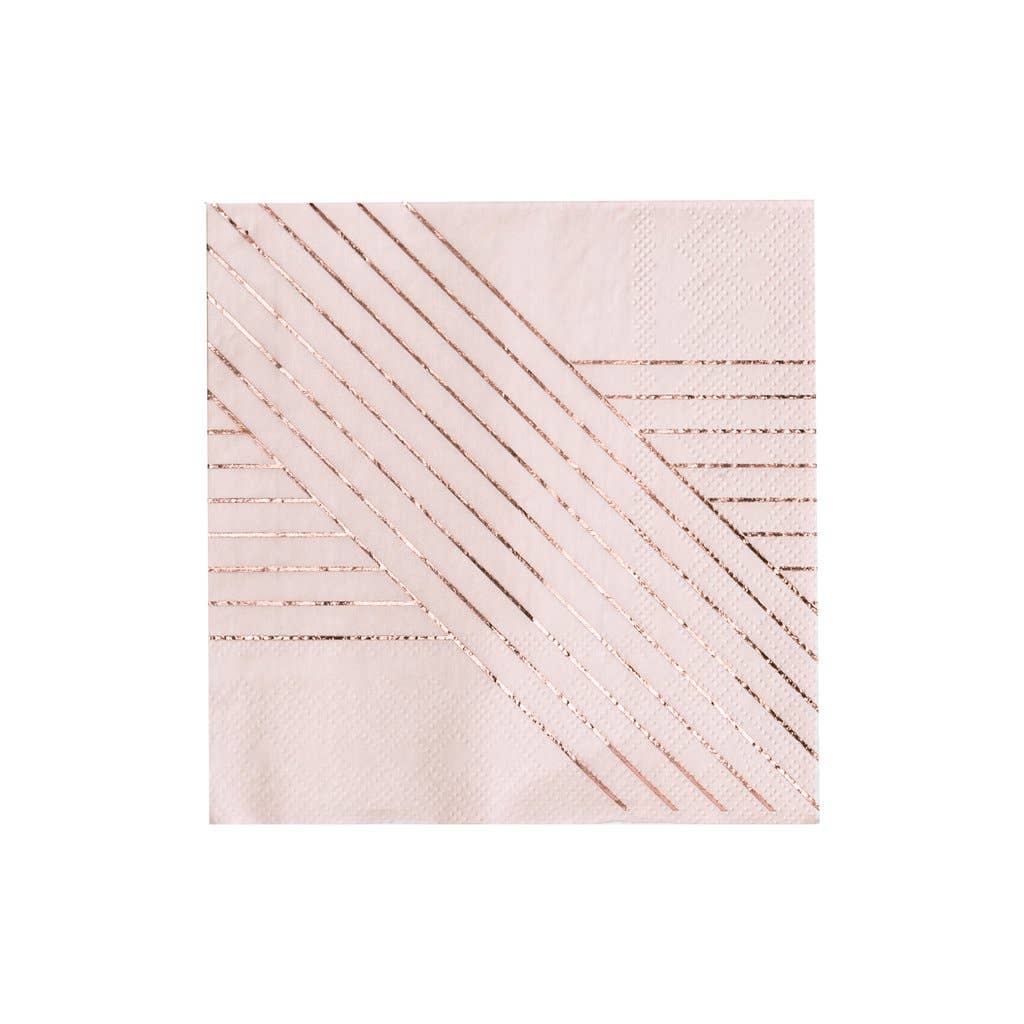 Amethyst - Pale Pink Striped Cocktail Paper Napkins - 20pk
