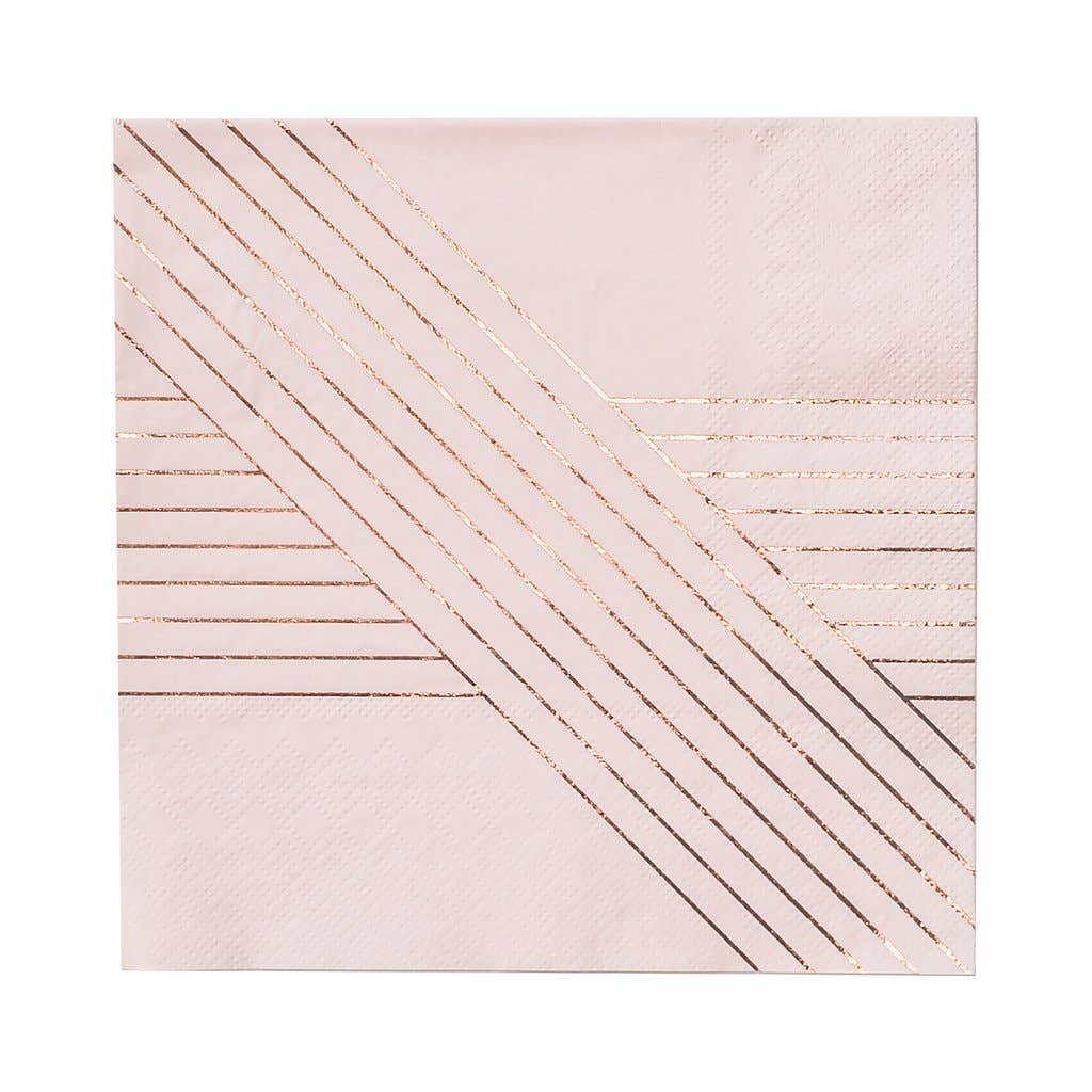 Amethyst - Pale Pink Striped Large Paper Napkins 20pk