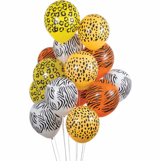 Safari Assorted Animal Print 12" Latex Balloons - 15pk