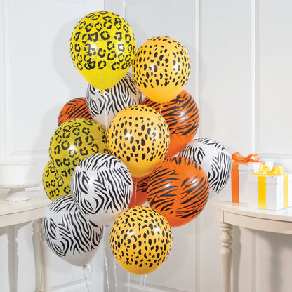 Safari Assorted Animal Print 12" Latex Balloons - 15pk