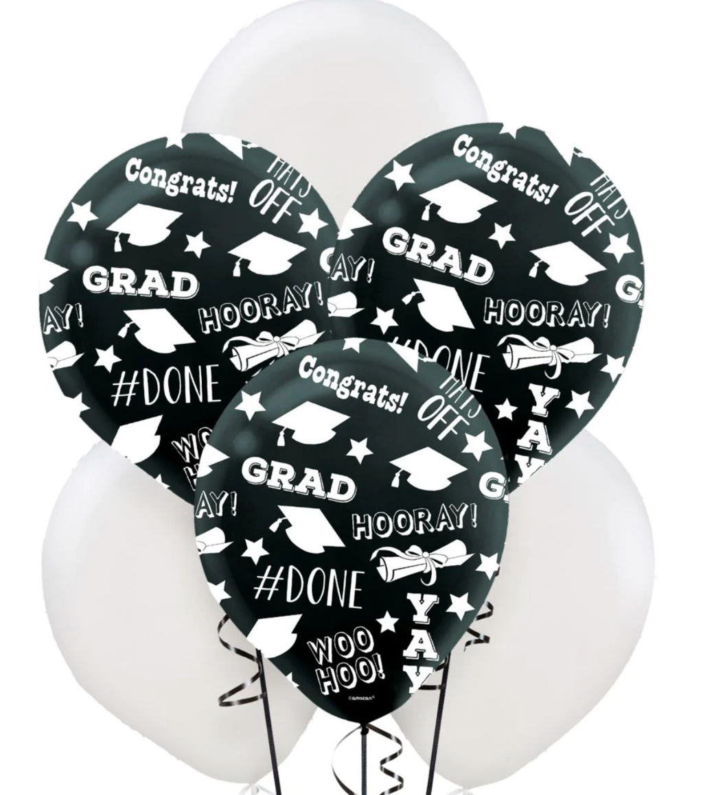 Assorted Graduation Party Helium Quality Latex Balloons - 15 pack