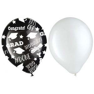 Assorted Graduation Party Helium Quality Latex Balloons - 15 pack