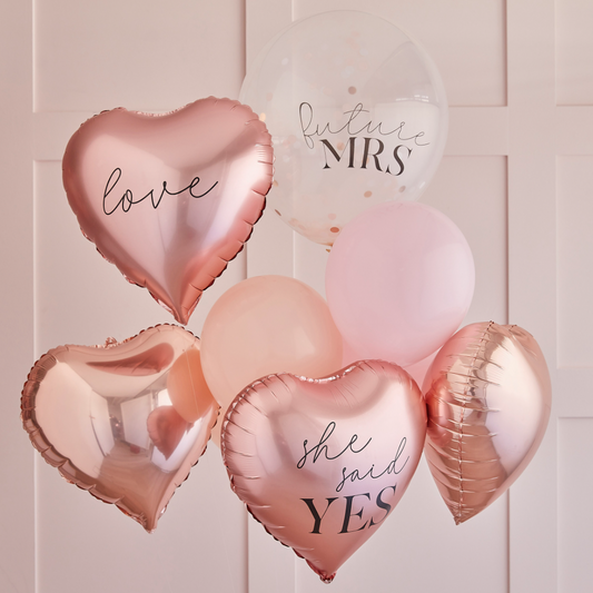 Rose Gold Bridal Shower Assorted Balloons - 9pk