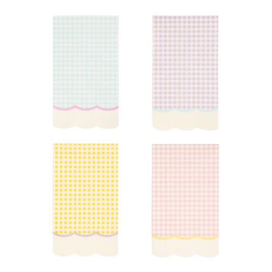 Gingham Assorted Pastel Guest Towel Napkins - 24pk