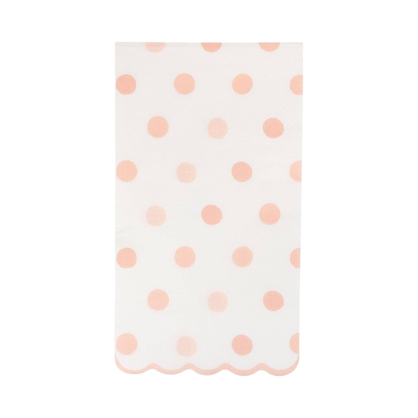 Guest towel paper napkin with pink polka dots on a white background