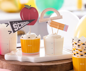 Back To School Baking Cups & Cupcake Toppers - 24pk