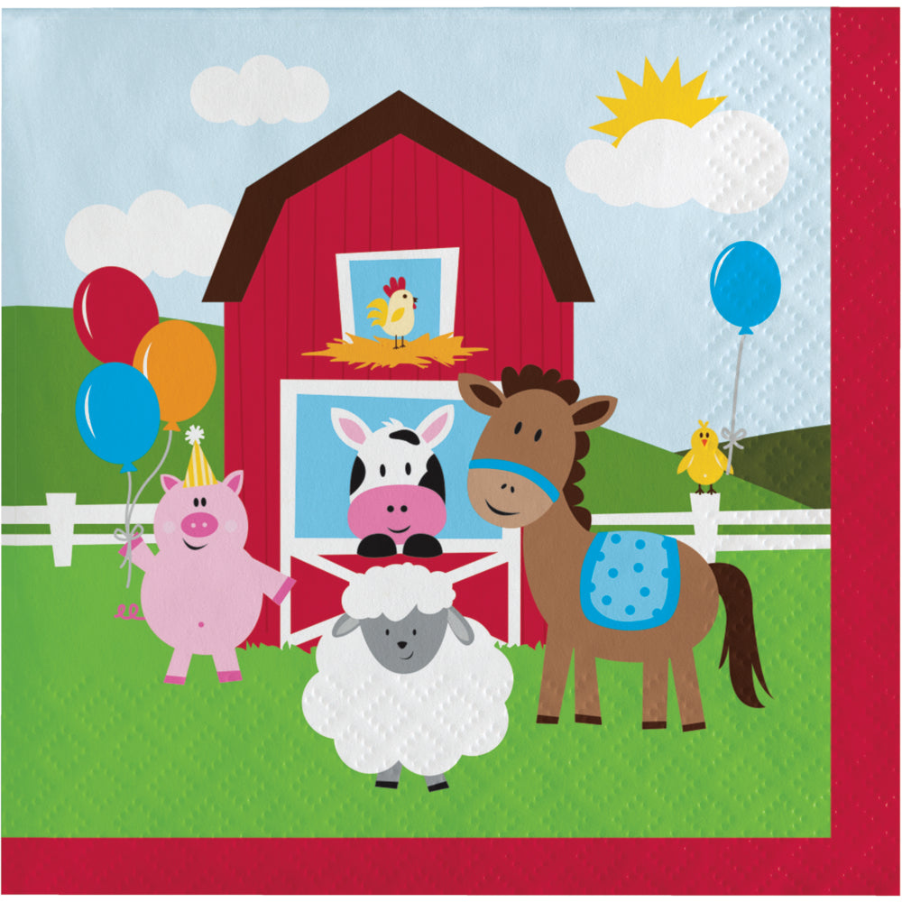 Barnyard Animals Farm Luncheon Party Napkins - 16pk