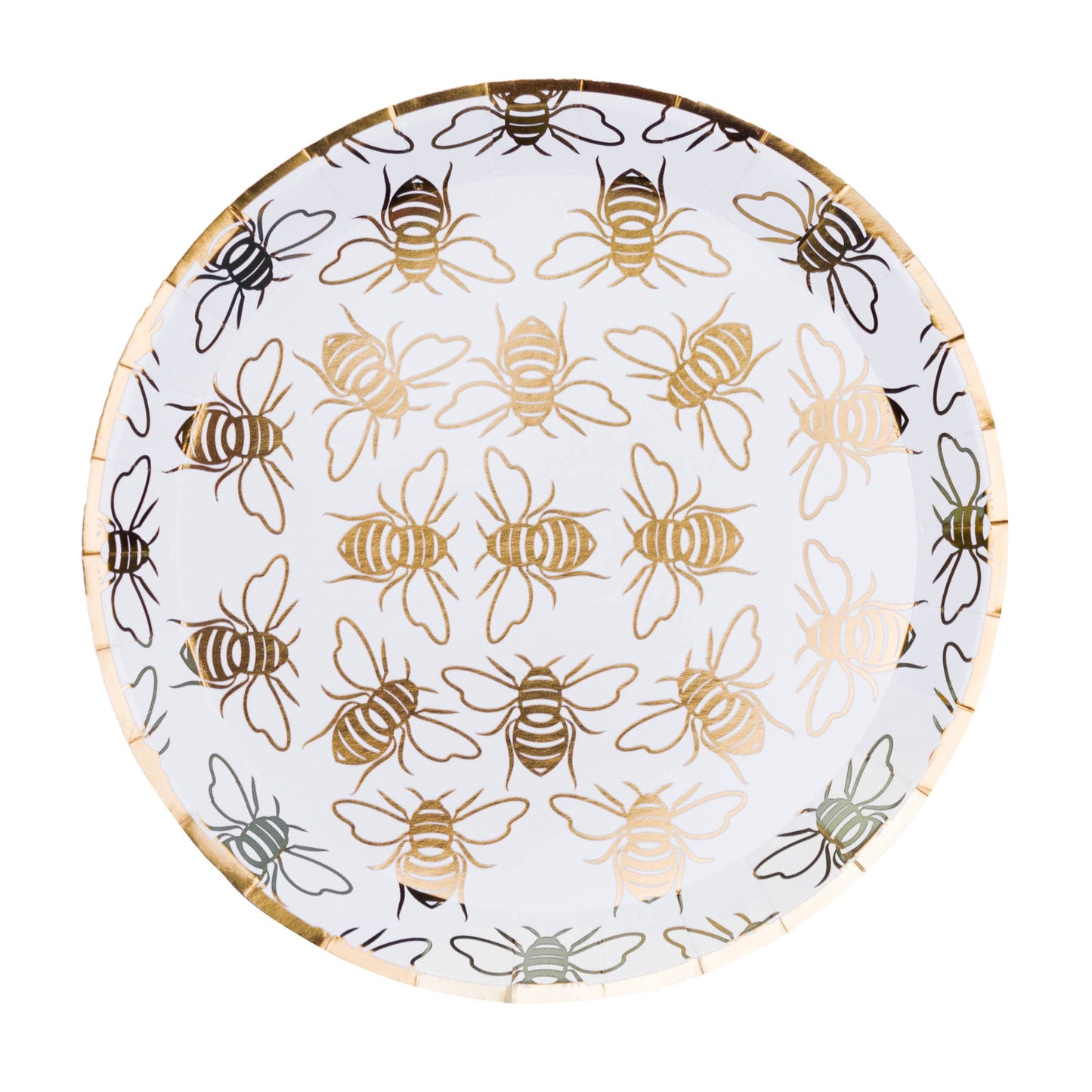 Bee Print Gold Foil Dessert Plates - 8pk