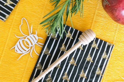 Striped Gold Foil Bee Cocktail Napkins - 20pk