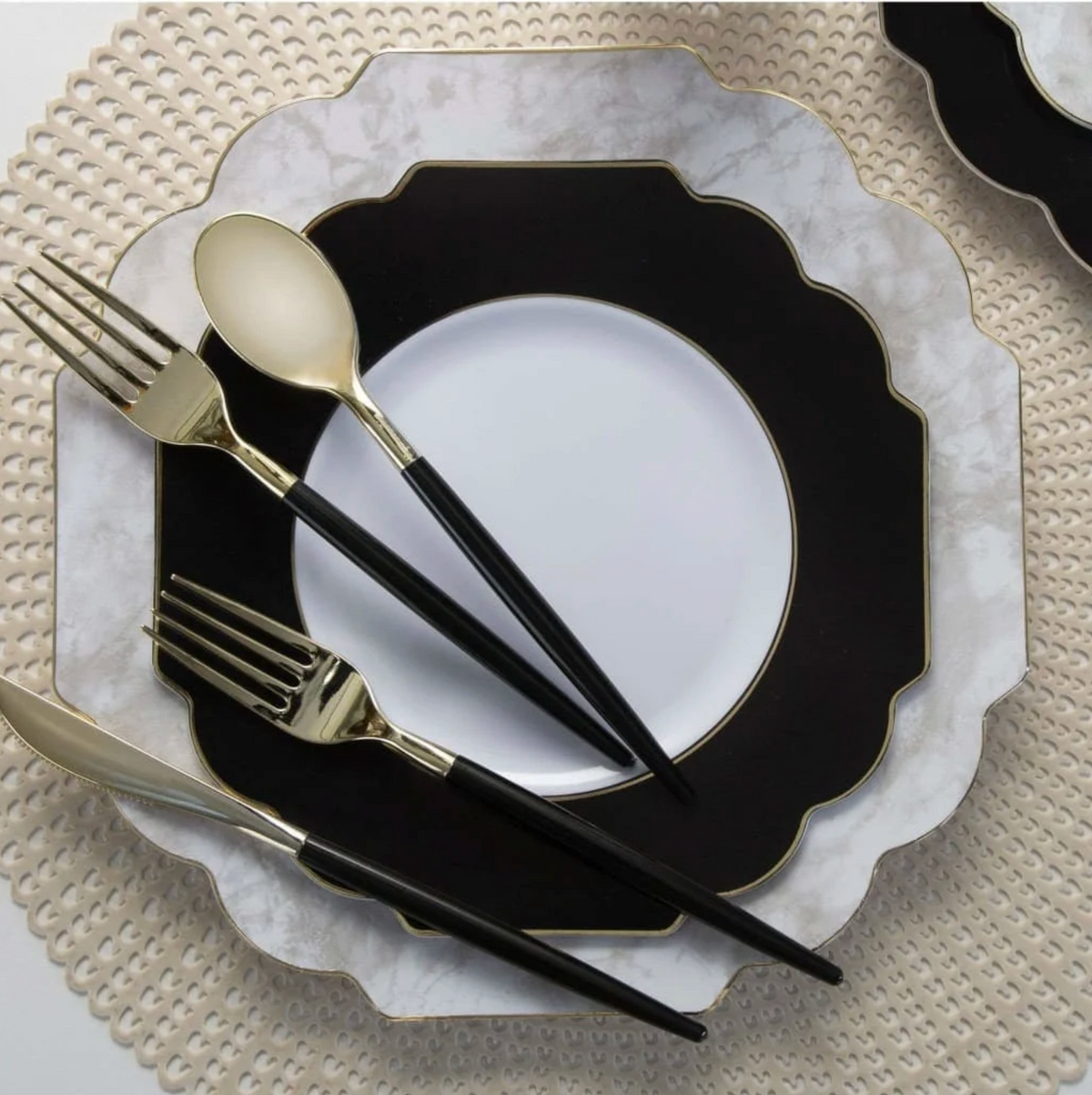 Chic Two-Tone Black and Gold Plastic Forks - 32pk