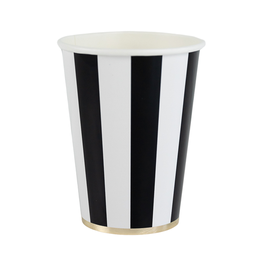 Black Noir Cabana Stripe Paper Cups - 8pk