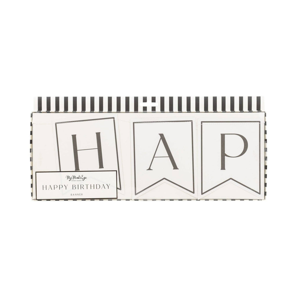 Decorative birthday banner with 'HAPPY BIRTHDAY' text on a white background
