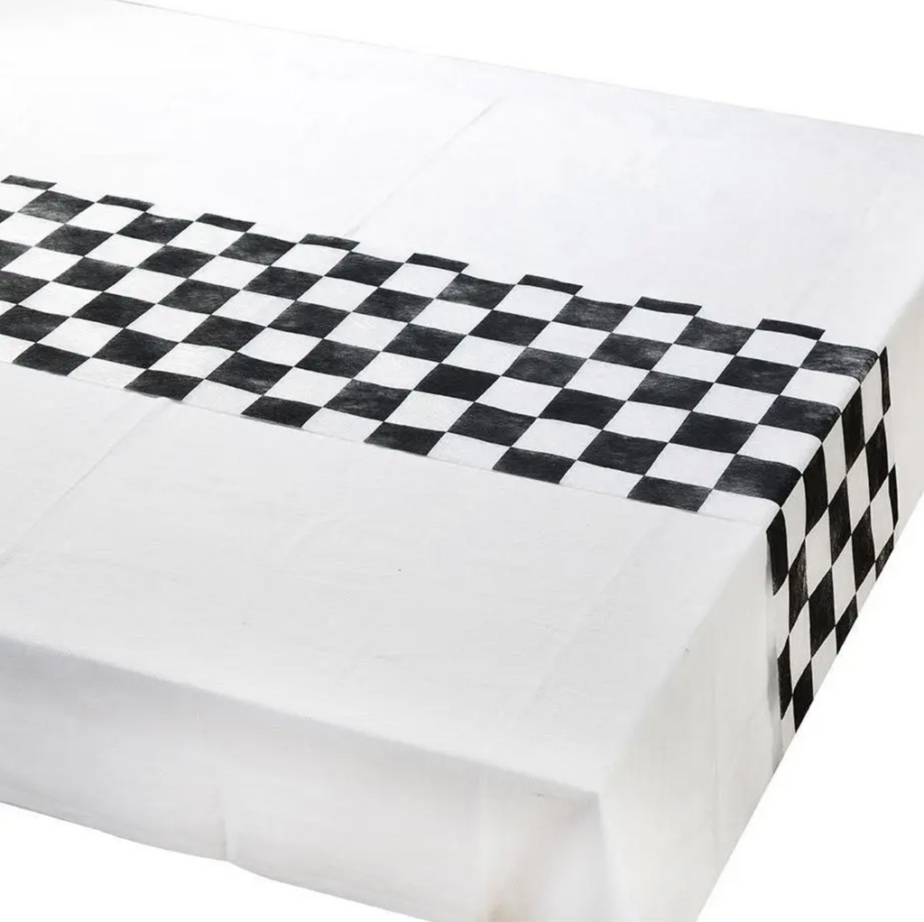 Mix & Match Black and White Checkered Fabric Table Runner