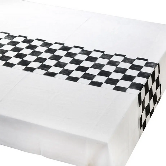 Black & White Checkered Fabric Table Runner