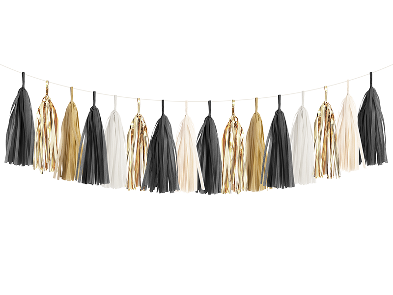 Black, White & Gold Tassel Garland Kit