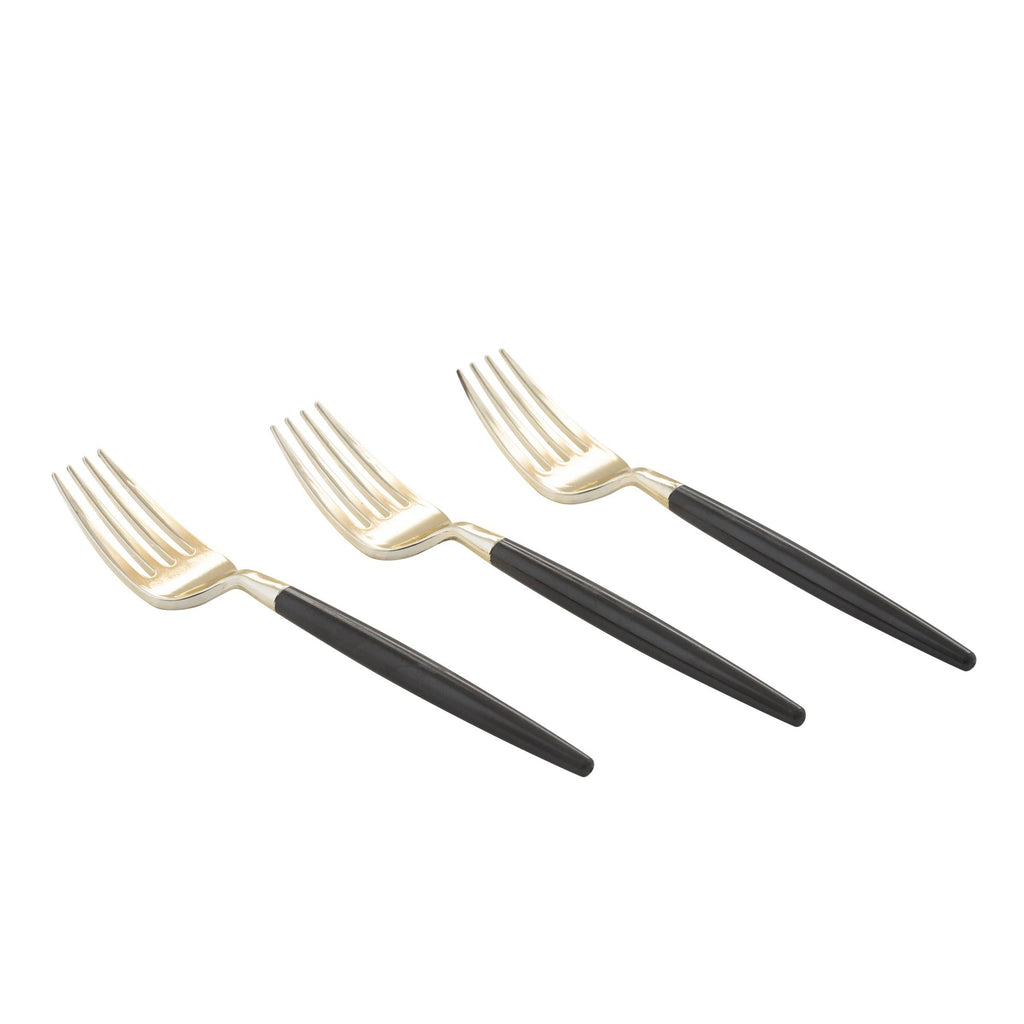 Black and Gold Plastic Mini Forks - 20pk
