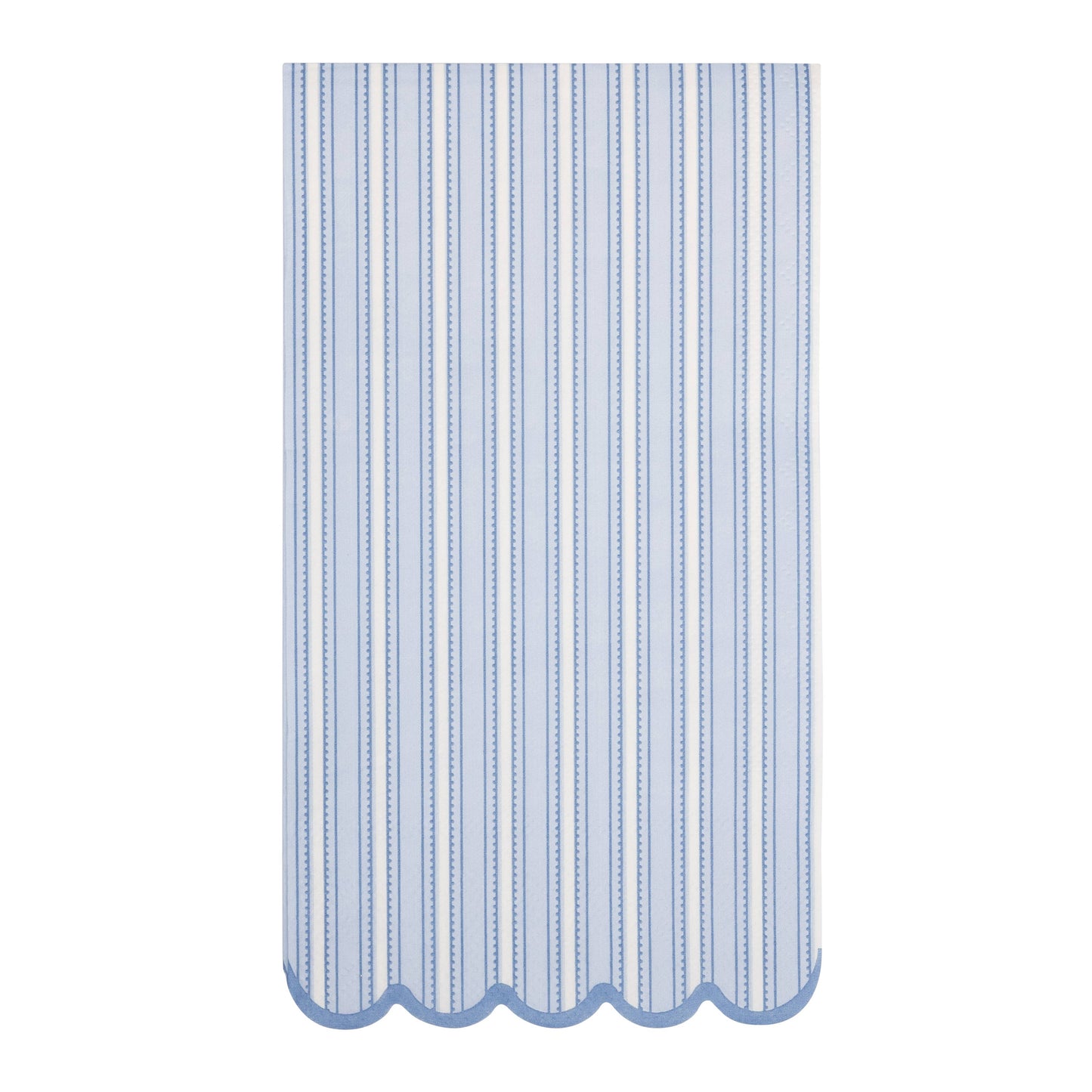 Blue and white striped paper napkin on a white background