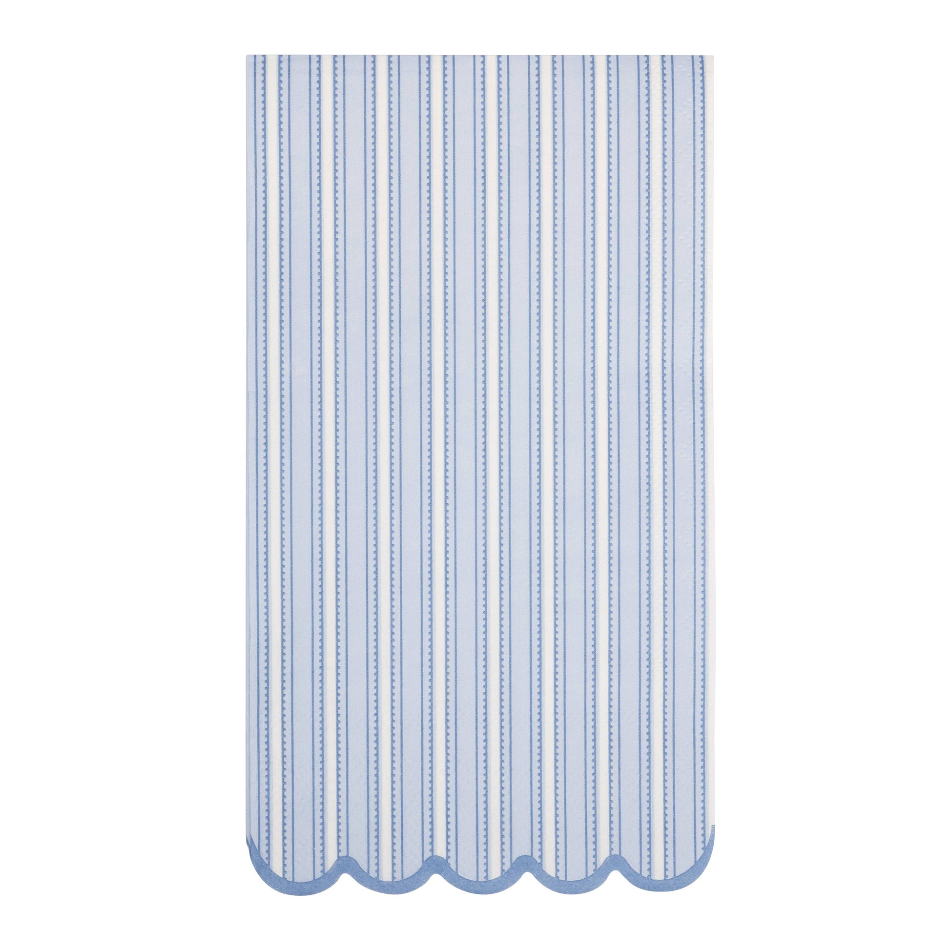 Blue and white striped paper napkin on a white background