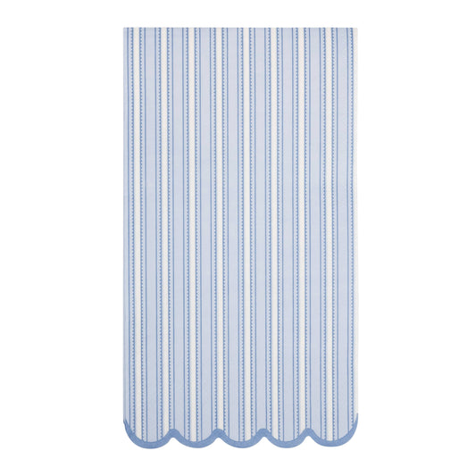 Blue and white striped paper napkin on a white background