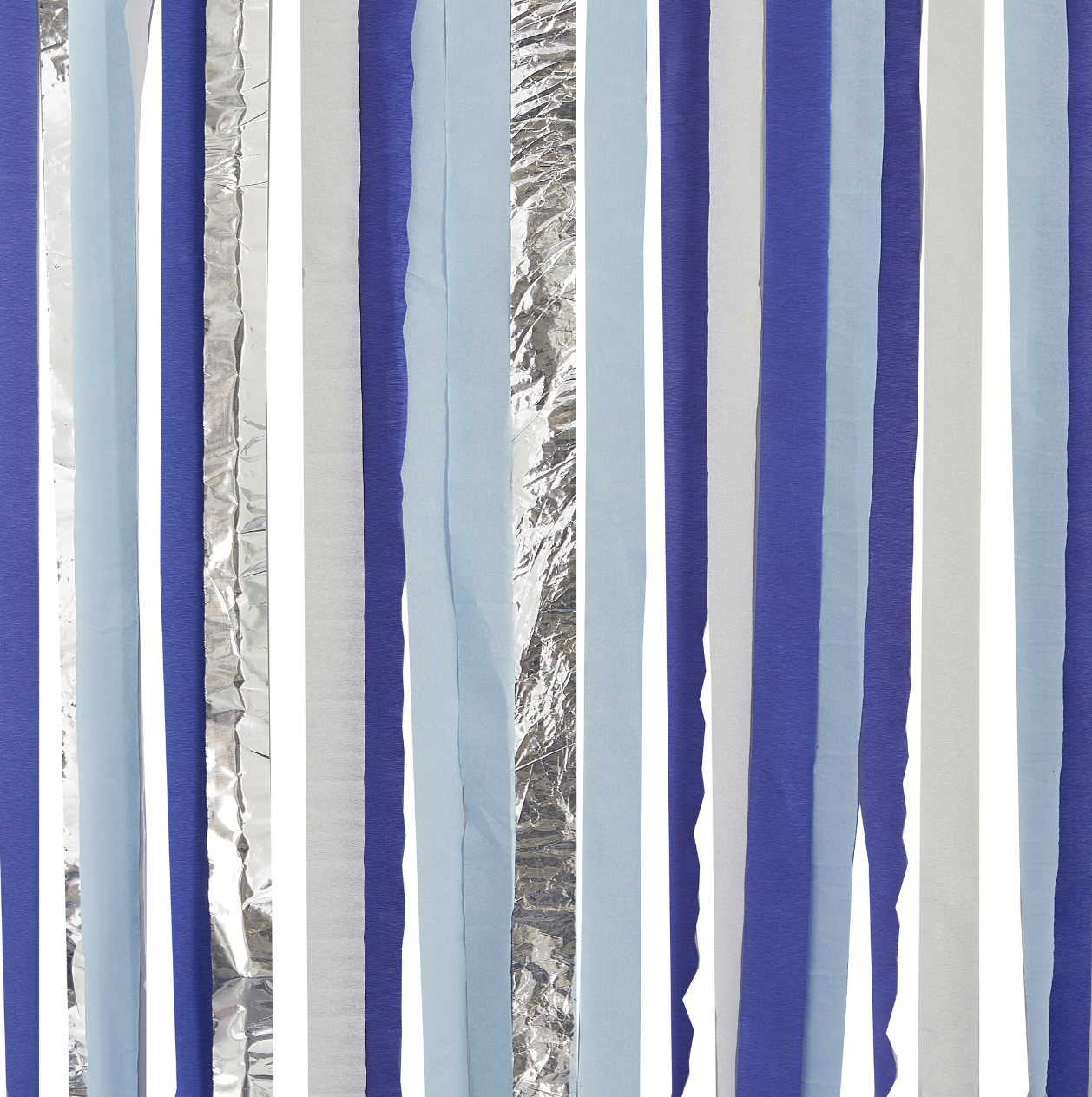 Blue and Silver Streamer Party Backdrop