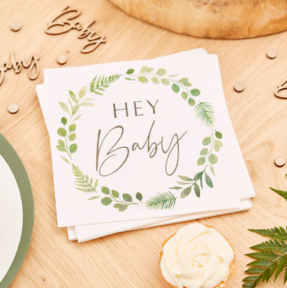 Botanical Hey Baby Shower Napkins - 16pk