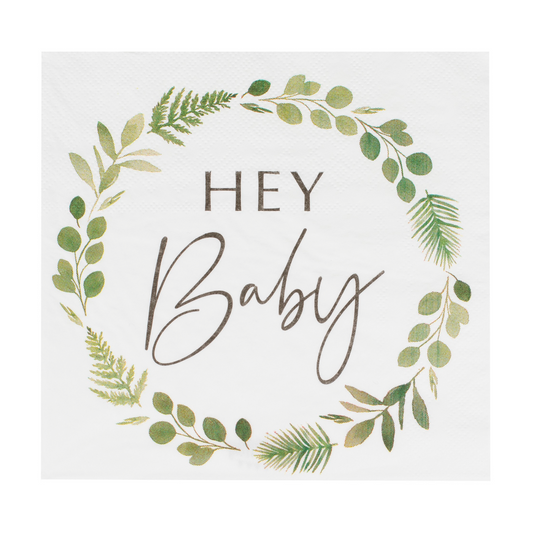 Botanical Hey Baby Shower Napkins - 16pk