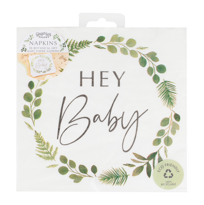 Botanical Hey Baby Shower Napkins - 16pk