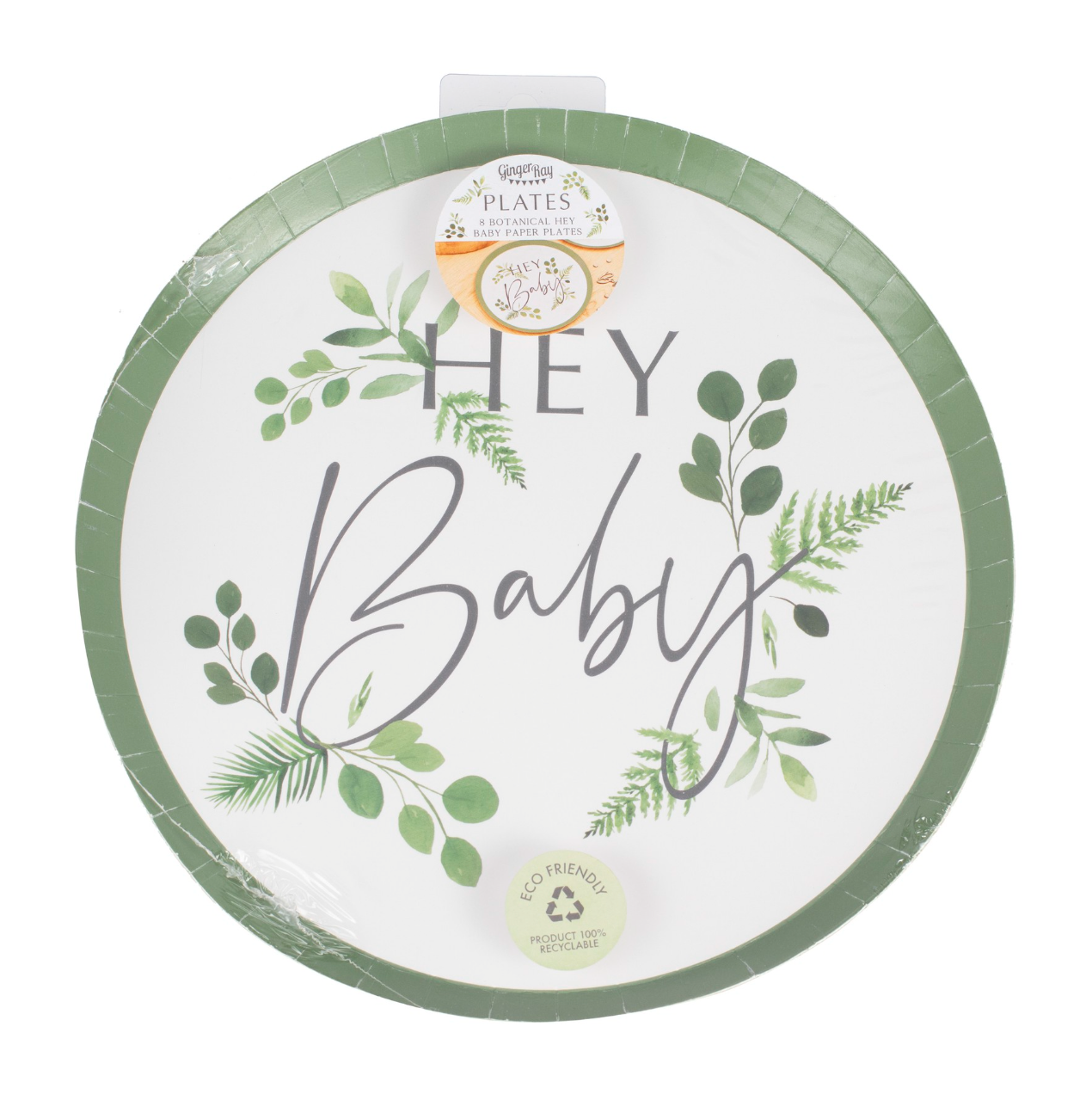 Botanical Hey Baby Shower Plates