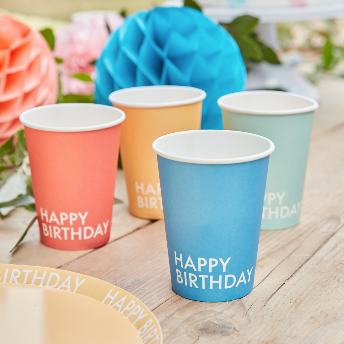 Brights Assorted Happy Birthday Paper Cups